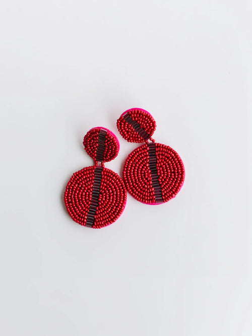 MM Colleen Earrings-Crimson&Gray