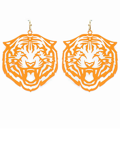 Game-Day Tiger Filigree Earrings in Color