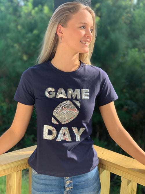 Game Day Sequin Football Tee
