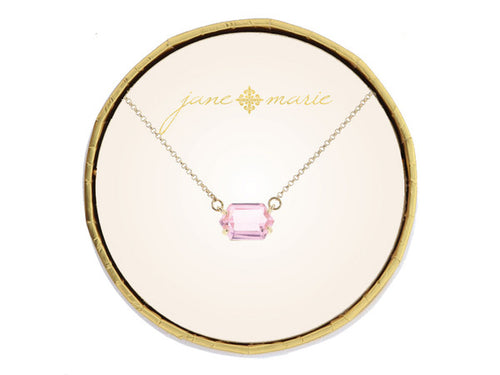 JM Pink Crystal Hexagon Necklace
