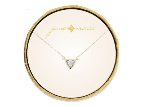 JM Circle Crystal in Triangle Necklace